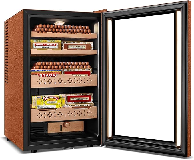 Tylza Leather Trim Cigar Humidor, 70L Cigar Humidor Cabinet by TYLZA