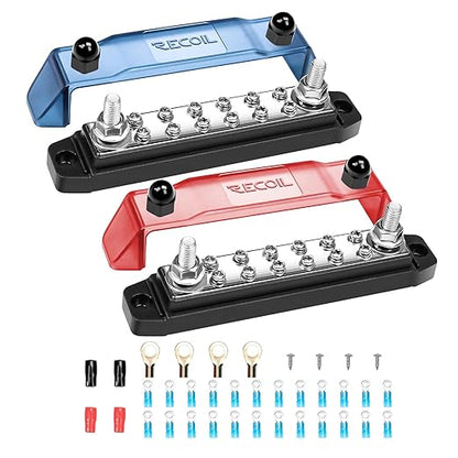 Recoil BB212P Power Distribution Block 12V 150A Dual 5/16” Studs Bus Bar by Recoil