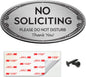 SignSeries No Soliciting Sign for Home and Office - 3" x 6" - Mounting Hardware Included, Easy Installation on Wall, Glass, or Doorbell - Heavy-Duty and Weather-Resistant (Brushed Silver)