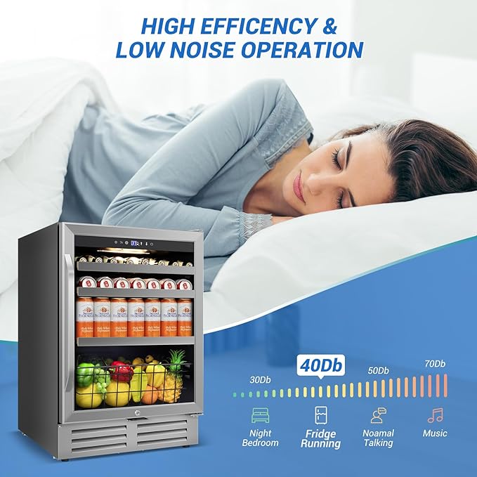 24" Beverage Refrigerator Undercounter | 180 Can Capacity | Built-In - Image 7