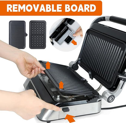 Panini Waffle Maker Combo | Panini Grill Press Sandwich Maker, Smokeless Indoor - Image 4
