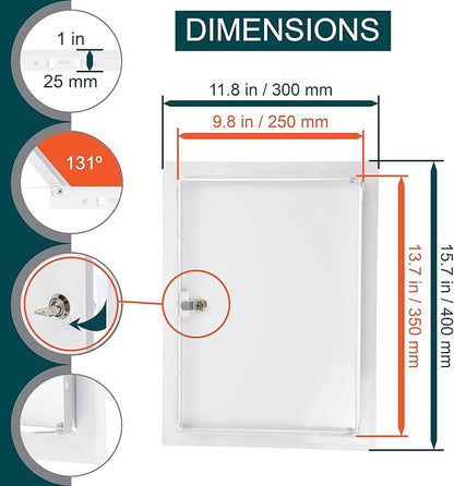 10" x 14" Lockable White Metal Access Door. Service Shaft Panel - Image 2