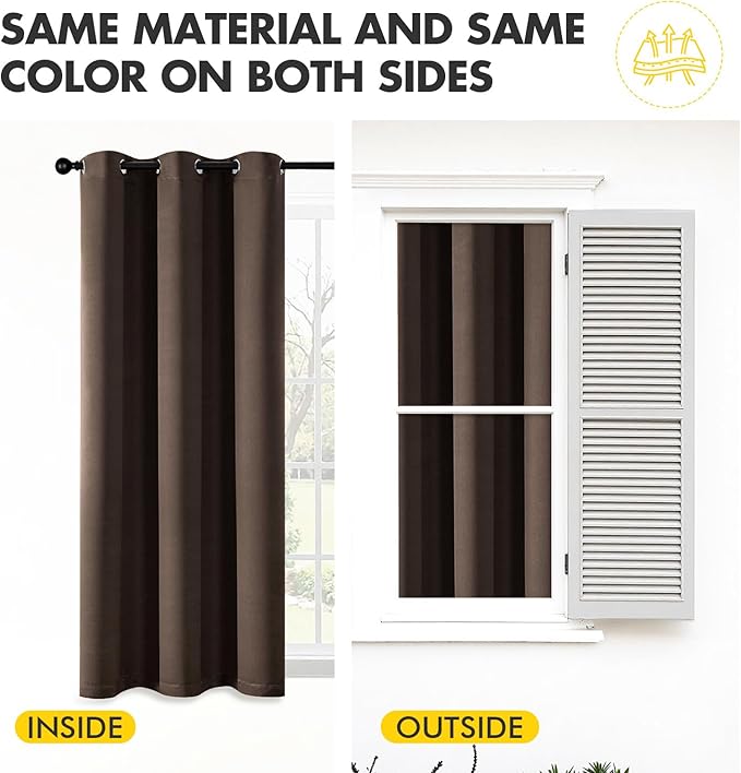 MIULEE Chocolate Brown Blackout Curtains - Image 7