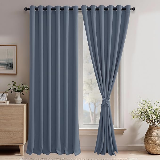 JIUZHEN Dusty Blue Blackout Curtains by JIUZHEN