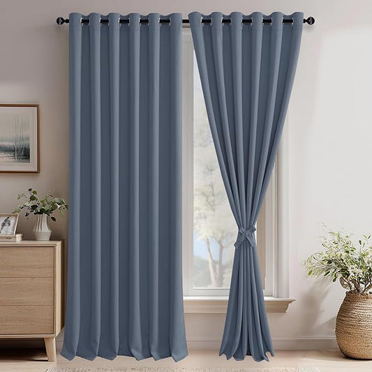 JIUZHEN Dusty Blue Blackout Curtains by JIUZHEN