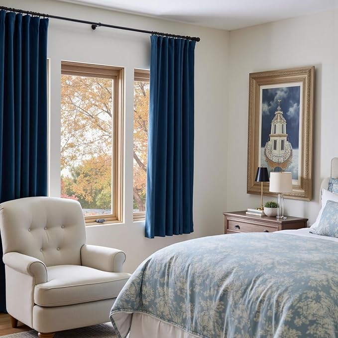 Lazzzy Velvet Blackout Curtains Thermal Insulated Room Window Drapes Super Soft - Image 4