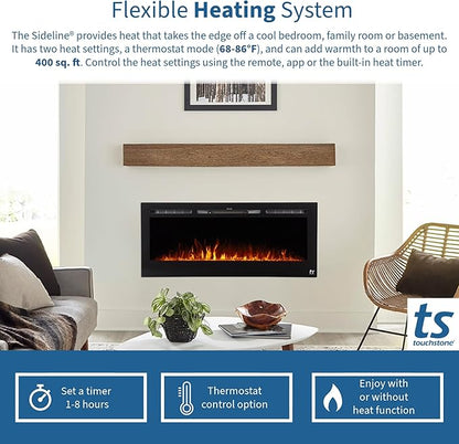 Touchstone Smart Electric Fireplace-The Sideline 60" Wide-in Wall Recessed - Image 6