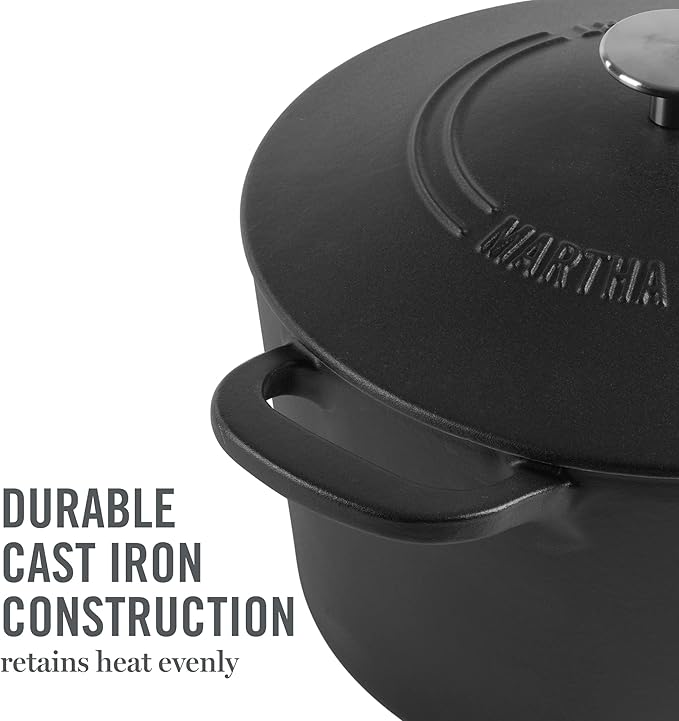 MARTHA STEWART Gatwick 7-Quart Enamel Cast Iron Dutch Oven Pot - Image 8