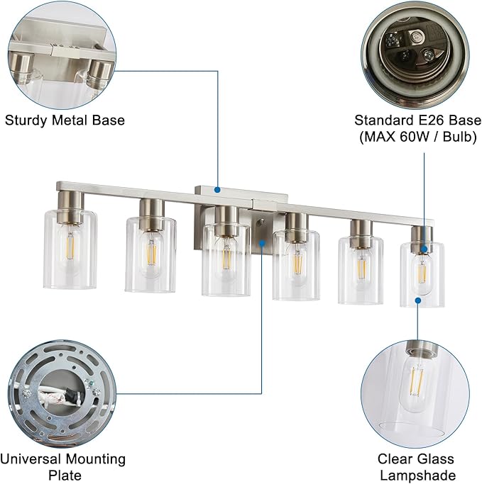 6 Light Bathroom Light Fixtures, Bathroom Vanity Light - Image 8