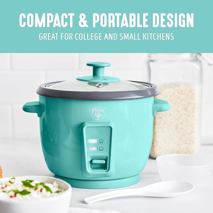 GreenLife Rice Cooker with Removable PFAS-Free Ceramic Nonstick Pot, 3-Cups - Image 8