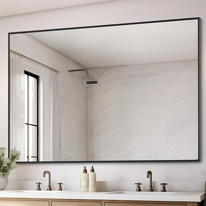 Black Bathroom Mirror for Wall, 36x48 Inch Rectangle Mirrors by DESBING