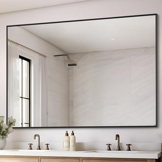 Black Bathroom Mirror for Wall, 36x48 Inch Rectangle Mirrors by DESBING