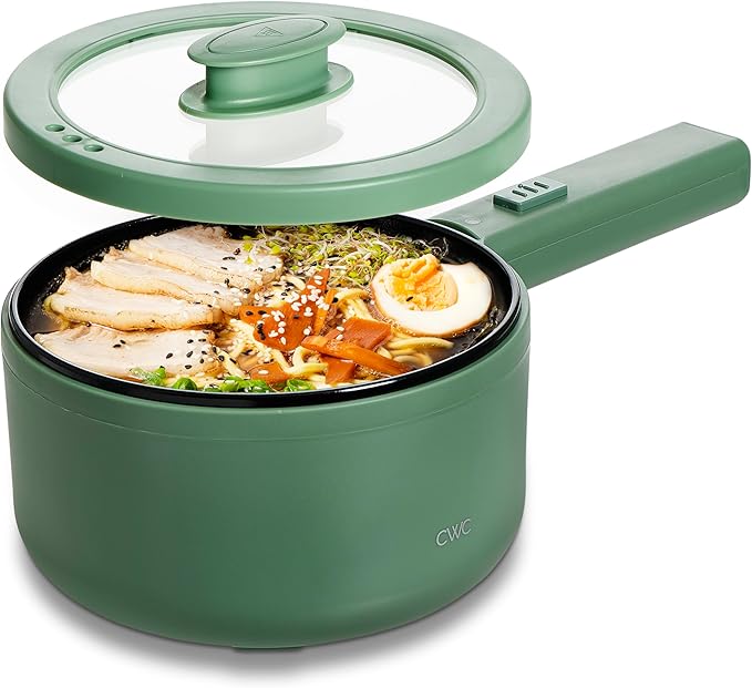 COOK WITH COLOR Electric Hot Pot, 1.6L Mini Cooker, 700W Power, Non-Stick by CookwithColor
