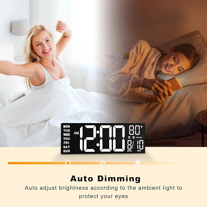 JALL 16" Large Digital Wall Mount Clock, Count Down Timer, Big LED, Temperature - Image 5