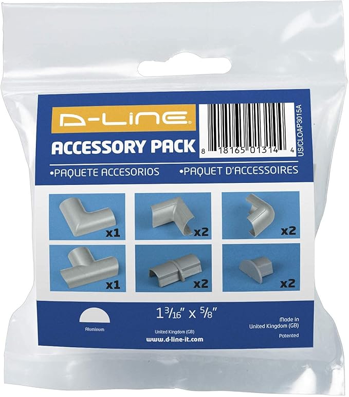 D-Line Medium Cable Raceway Accessory Pack, Join 1.18in x 0.59in Cord Cover - Image 4
