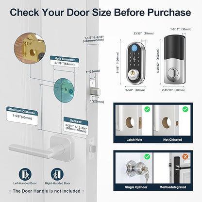 Smart Deadbolt, SMONET Fingerprint Electronic Deadbolt Door Lock - Image 7