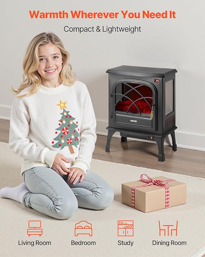 VEVOR 25.5inch Freestanding Fireplaces, 1500W 5120BTU Portable Electric - Image 2
