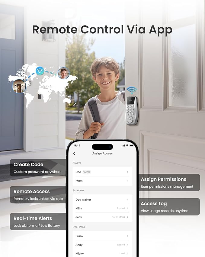 DESLOC C100 Plus Built-in WiFi Smart Lock, Keyless Entry Door Lock - Image 4