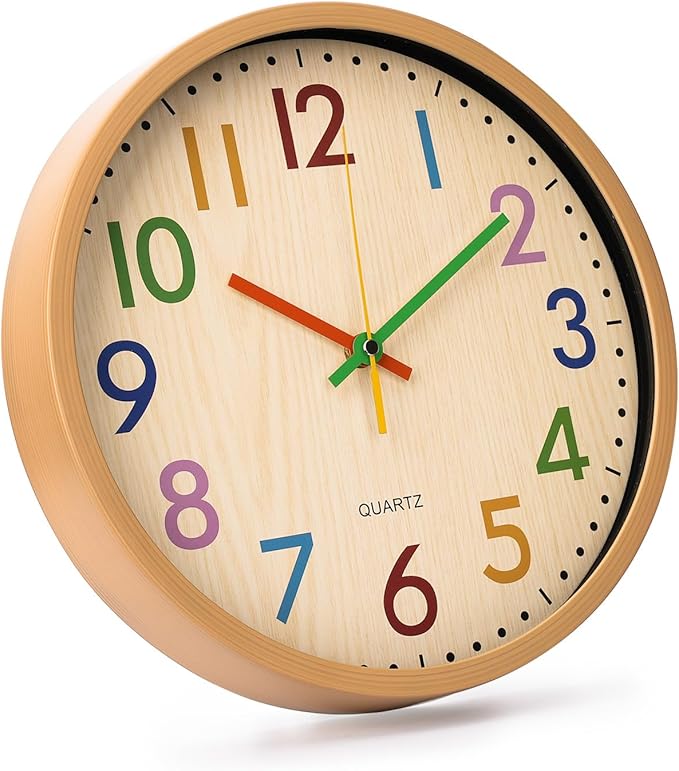 bakbrand Kids Wall Clock Silent Non-Ticking Colorful Childrens Clock Round - Image 2