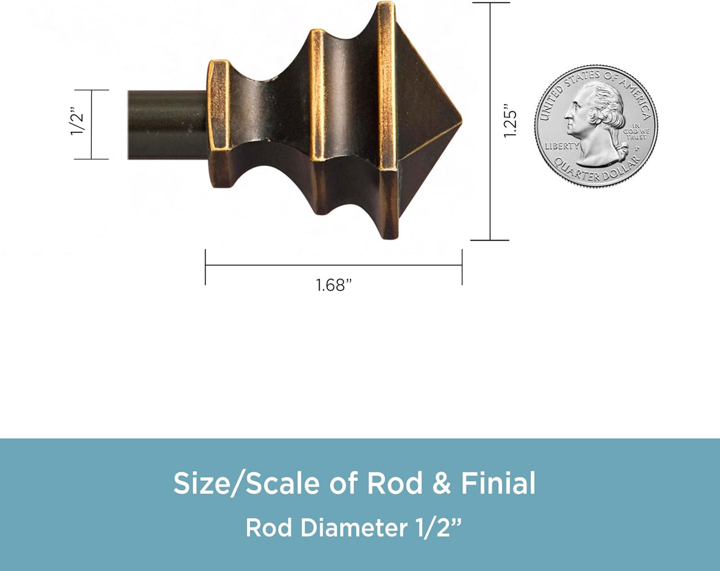 Kenney KN55479 Arts & Crafts Square End Petite Café Decorative Window Curtain Rod, 28-48" Adjustable Length, Oil Rubbed Bronze Finish, 1/2" Diameter Steel Tube