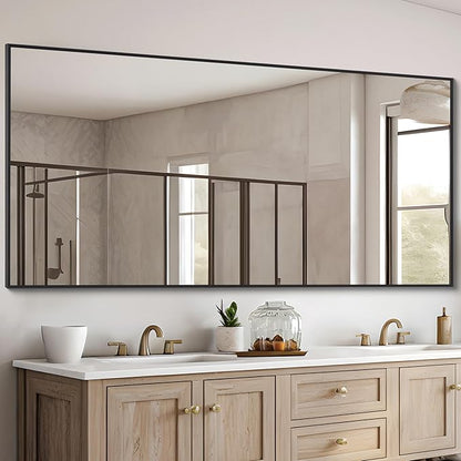 Black Bathroom Mirror for Wall, 30x60 Inch Rectangle Mirrors - Image 3