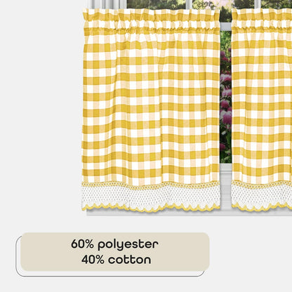 ACHIM Buffalo Check Tier Pair Curtain Set, 58 x 24 in, Light Filtering | Light-Filtering Fabric, Tier Panel, and Printed Pattern: Fabric Panels Add Light Control, Decorative Pattern, and Finished