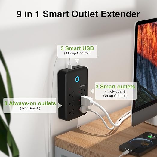 GHome Smart Plug Outlet Extender, Smart Power Strip Surge Protector - Image 2