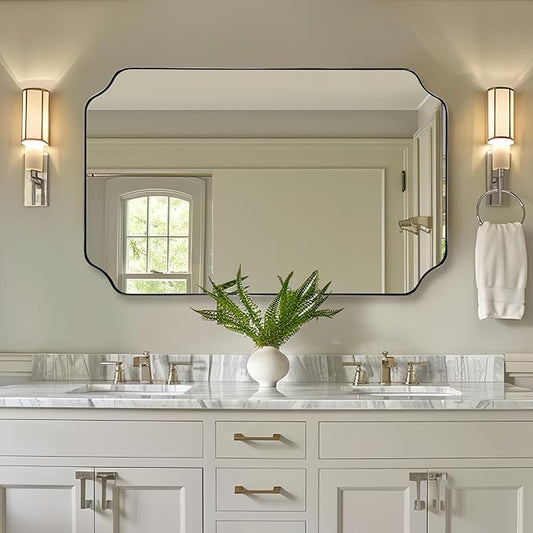 ANDY STAR 30x48 Inch Brushed Nickel Mirror, Large Silver Rectangle Mirror by ANDYSTAR