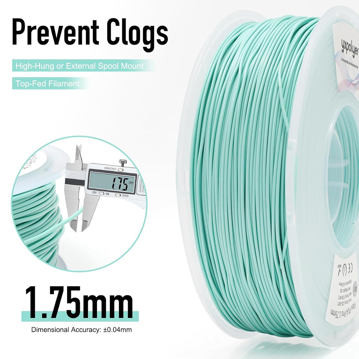 yxpolyer flexible pla food-safe 92a soft pla 3d, front angle view