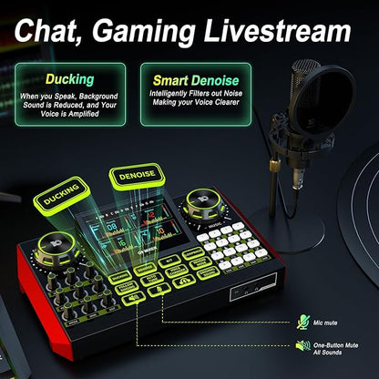 Podcast Microphone Bundle with Live Sound Card Audio Mixer, Podcast Equipment - Image 5
