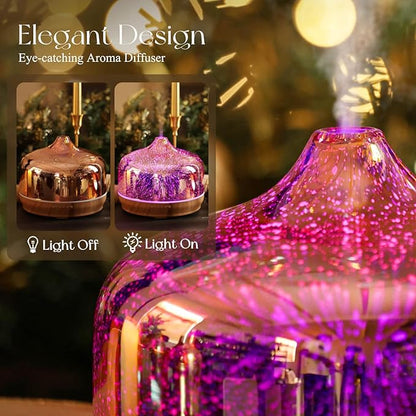 Porseme 500ml Essential Oil Diffuser 3D Glass Aromatherapy Ultrasonic Humidifier - Image 7