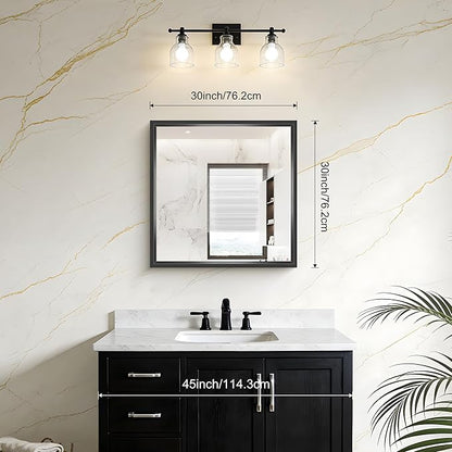 Black Bathroom Mirror, 30x30 Square Mirrors - Image 2