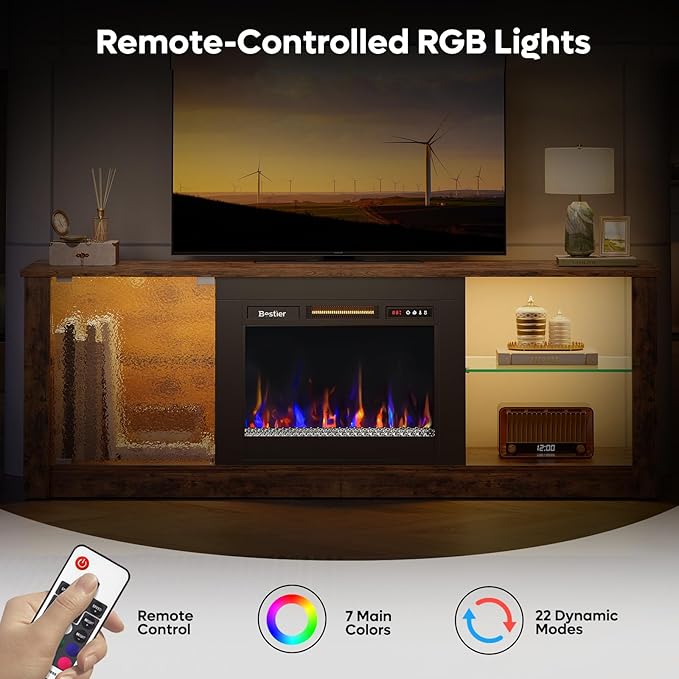 Bestier 63" Modern Fireplace TV Stand - Image 5