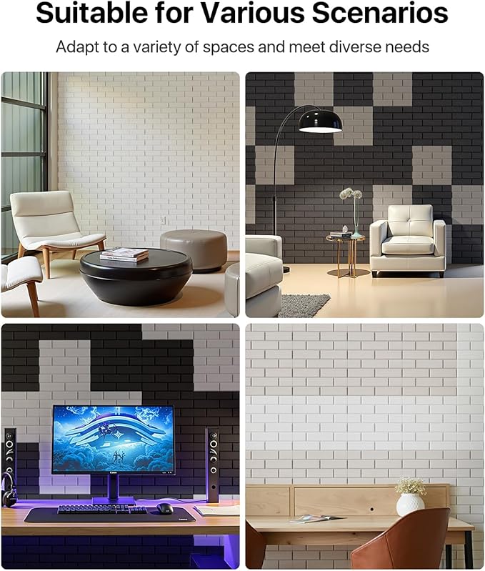 Soundsbay Acoustic Wall Panels, Self Adhesive Acoustic Panels, 12 Pack Brick - Image 6