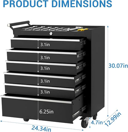 IDEALHOUSE Rolling Tool Chest, 6 Drawers Tool Storage Cabinet, Toolbox - Image 2