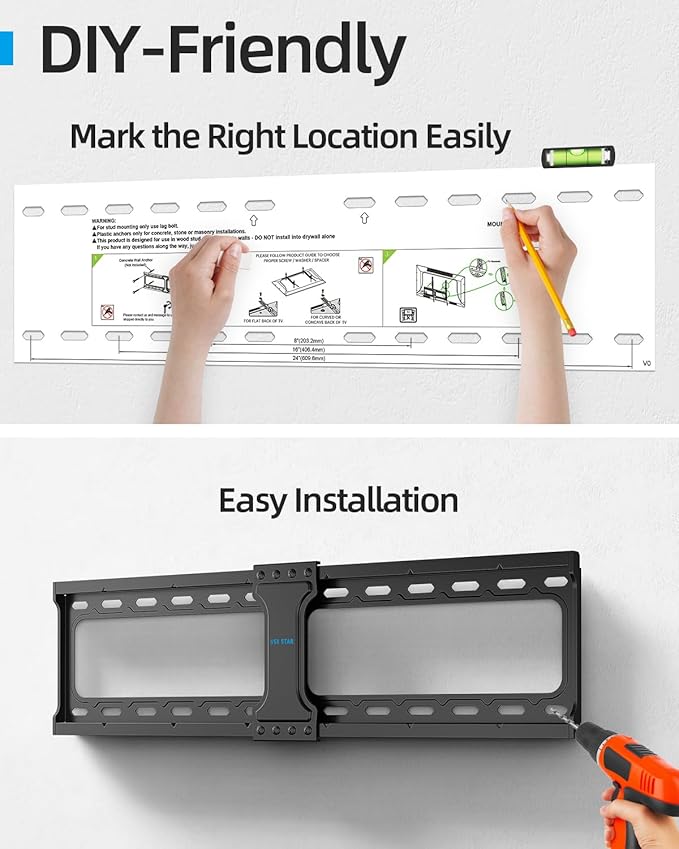 Tilt TV Wall Mount Fits 16-24" Studs, Holds 37-82" TVs up to 132 lbs, Max VESA - Image 8