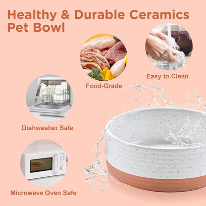 SPUNKYJUNKY Elevated Dog Bowls Ceramic, 5.1'' Dogs and Cat Food Water Bowls - Image 5