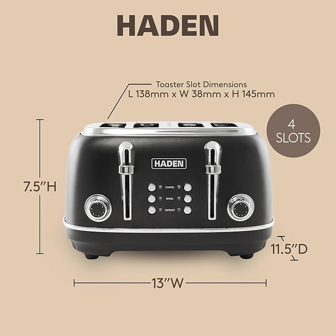 Haden Heritage 4 Slice Wide Slot Stainless Steel Toaster - Image 4