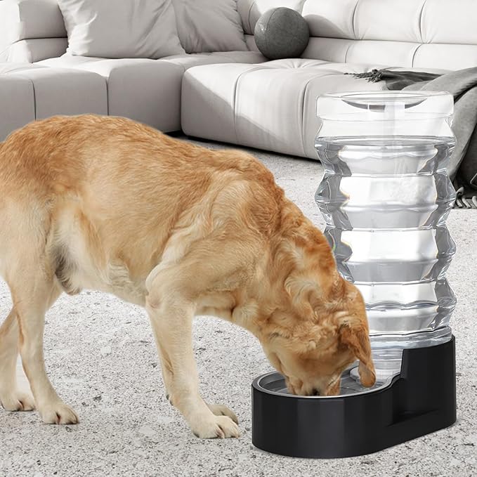 RIZZARI Large Dog Water Dispenser: 9L Black 304 Stainless Steel Gravity Feeder - Image 6
