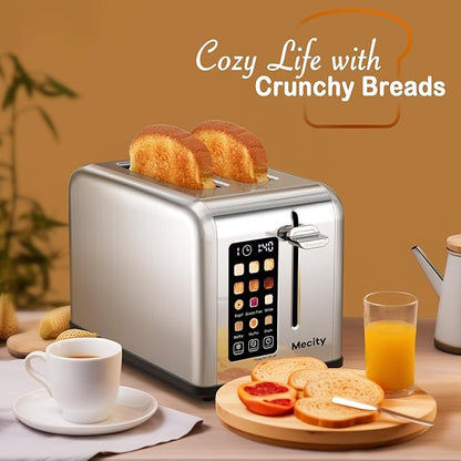 Mecity 2 Slice Toaster Touch Screen 1.5" Wide Slot, Stainless Steel Smart Bread - Image 7