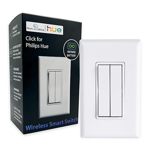 RunLessWire Click for Philips Hue – Battery-Free Wireless Smart Light Switch by RunLessWire