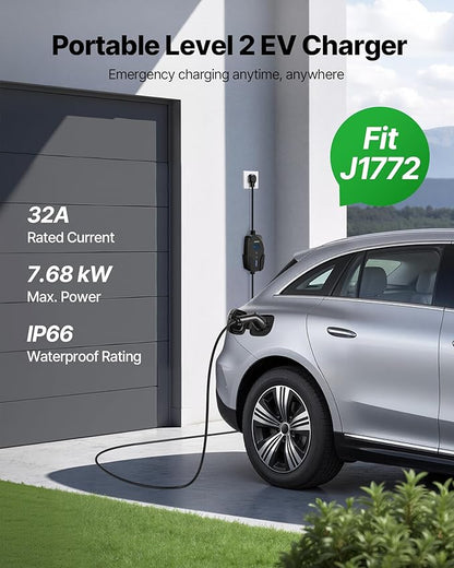 VEVOR Level 2 EV Charger, 32 Amp Adjustable Current, 240V Electric Vehicle - Image 2
