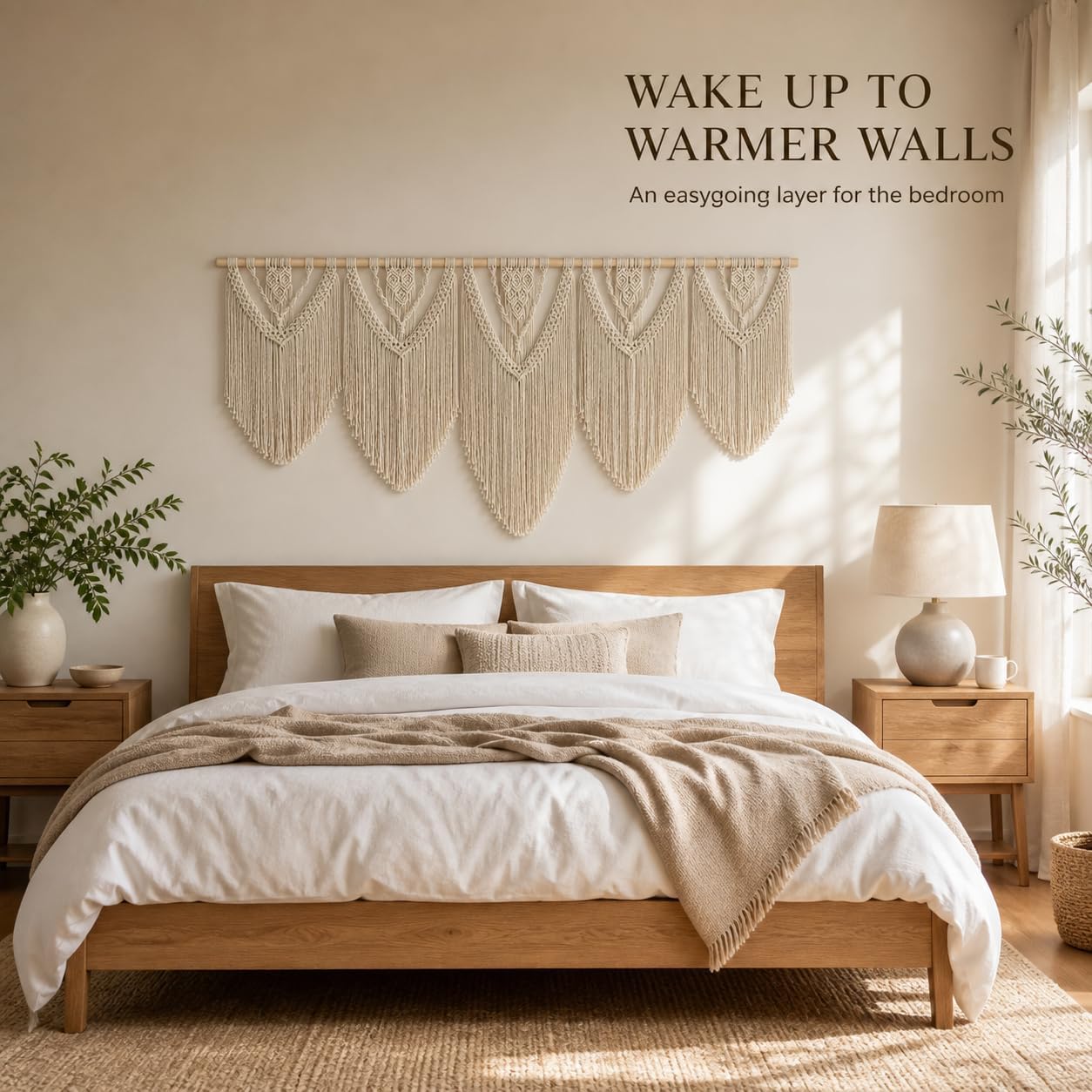 oiikain Large Macrame Wall Hanging Tapestry Boho Woven Wall Decor,rhombus 5 | Handmade Natural Rope Woven Design 71"x32" Large Size For Bedroom Living Room Nursery Wedding And Bohemian Home Decor