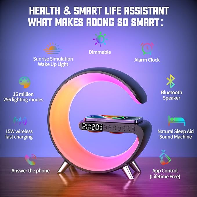 Smart LED Night Light, Wireless Charger, Phone Wireless Charging Dock, Table - Image 9