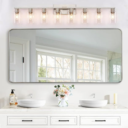 8 Light Bathroom Vanity Light, Large Brushed Nickel Vanity Lights Fixtures - Image 2