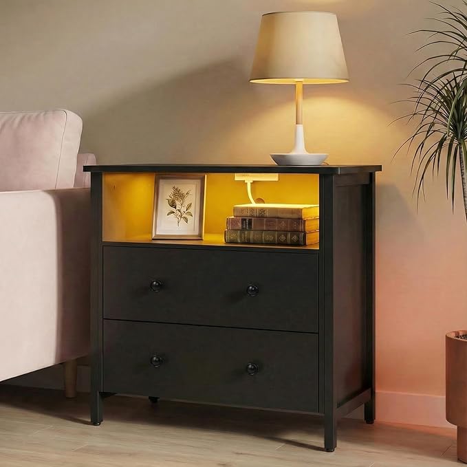 Tykacna 27 Inch Wide Night Stand, Large Wood Night Stand - Image 2