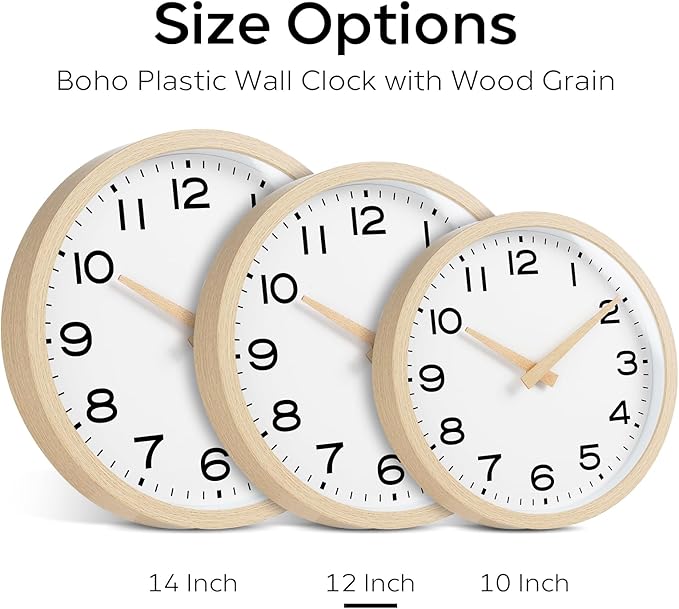 AKCISOT Wall Clock 12 Inch, Boho Office Wall Clocks Battery Operated Non Ticking - Image 3