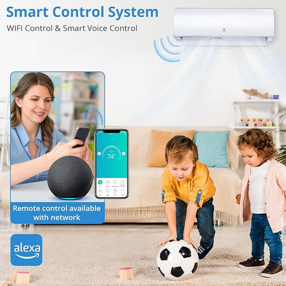 9, 000 BTU 19 SEER2 WiFi Mini Split Air Conditioner & Heat Pump, Inverter Tech - Image 5