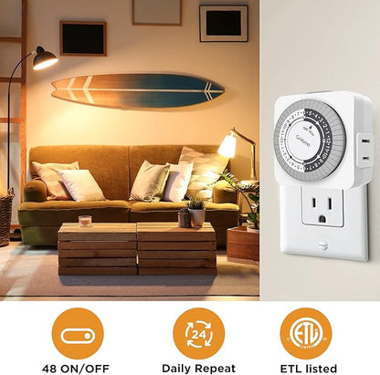 G-Homa Timers for Electrical Outlets 4 Packs, 24 Hour Indoor Plug-in Mechanical - Image 6