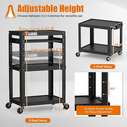 AV Presentation Cart Stand for Video Projector, Laptop Computers, Metal - Image 3